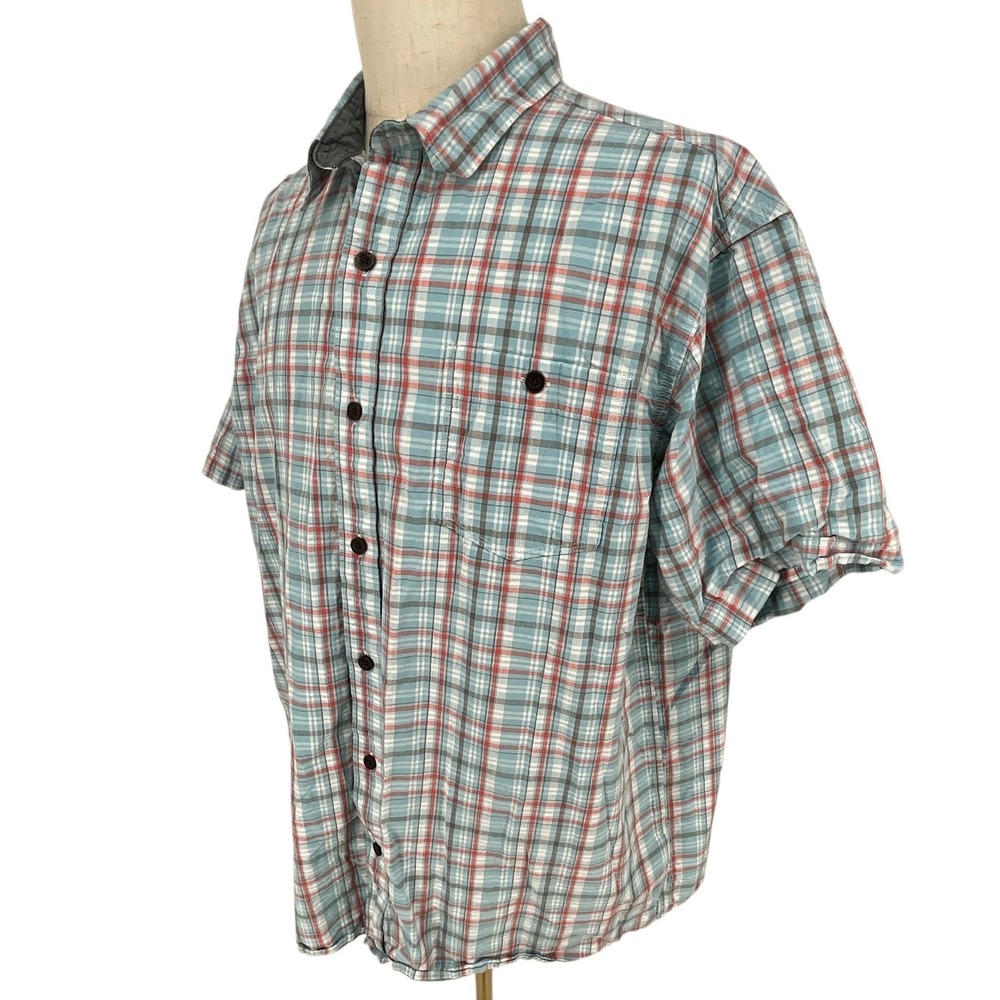 RED HEAD BRAND CO Mens Plaid Short‎ Sleeve Button Up Shirt Size 2XL Blue Red